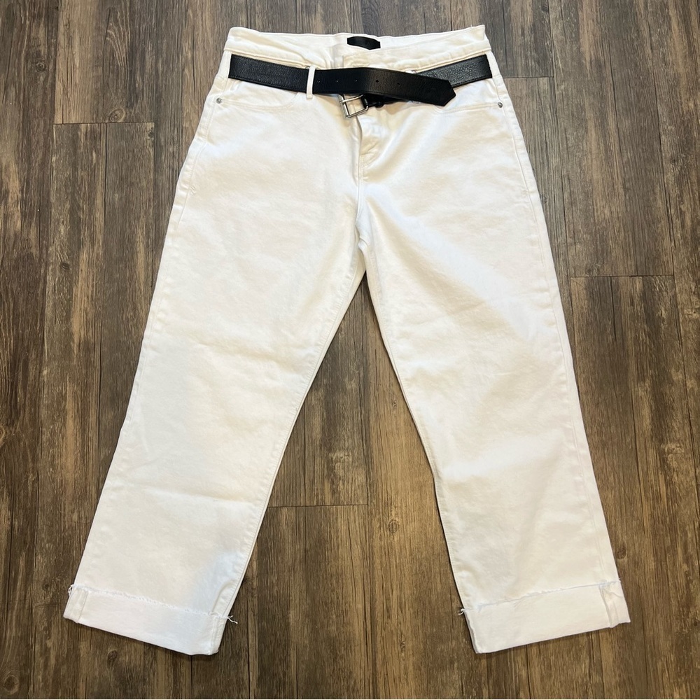 RTA Jeans Dexter Belted Boyfriend High Rise Straight Leg Pants White Denim Y2K M - Picture 3 of 15